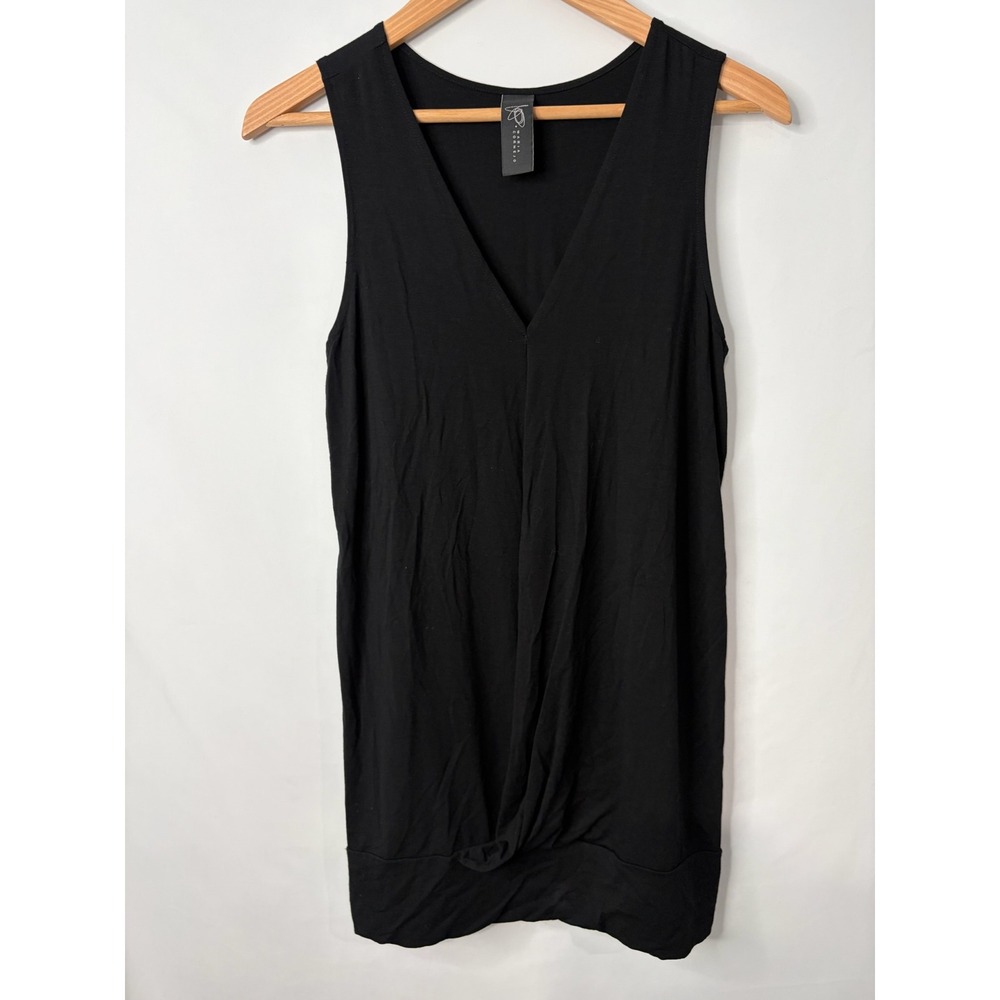 Zero + Maria Cornejo Black V-Neck Knot Front Sleeveless Top Sz S Career Designer